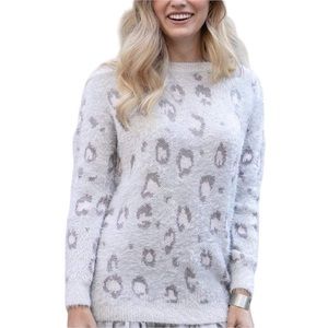 Oversized Super Soft Snow Leopard Animal Print Sweater